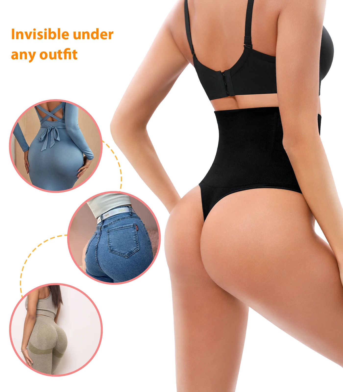 Tummy Control Shapewear Thong for Women High Waist Compression Panties  Girdle Seamless Shaping Body Shaper Underwear Pack