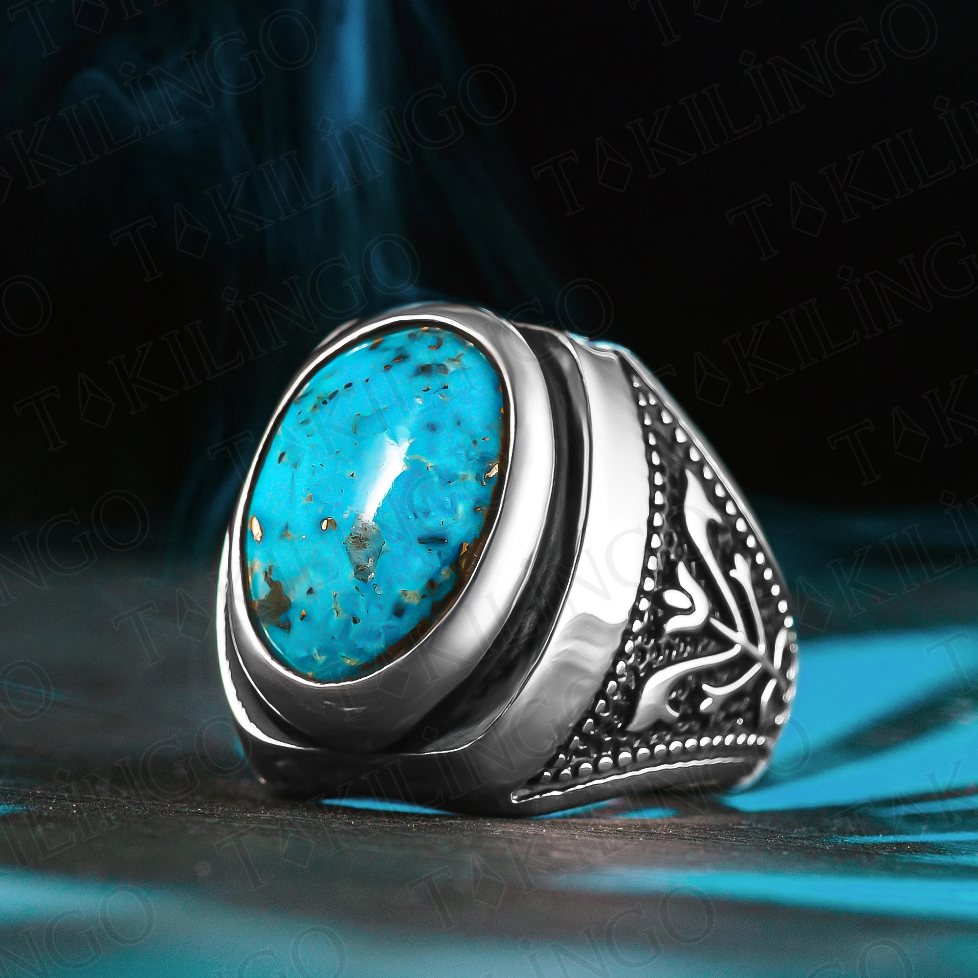 

Turquoise Rings for Men Ottoman Turkish Style 925 Sterling Silver Natural Turquoise Ring Engagement Handmade Natural Stone Ring