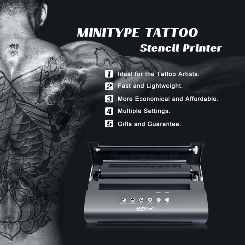 INKCHUM Termocopiadora Tattoo Impresora Tattoo con 20 Piezas de Papel de  Transferencia para Tatuaje : : Belleza