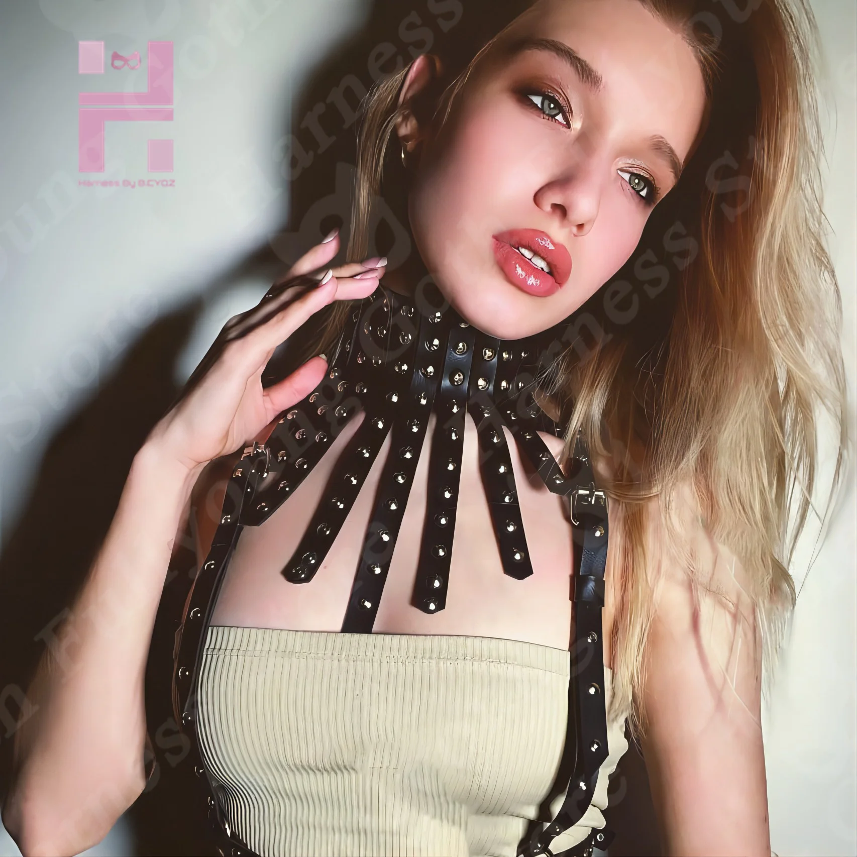 B.CYQZ Fashion High Street Women's Luxury Necklace Punk Tassel Choker Pu Leather with Rivet Jewelry Bohemian Clothing Accessorie