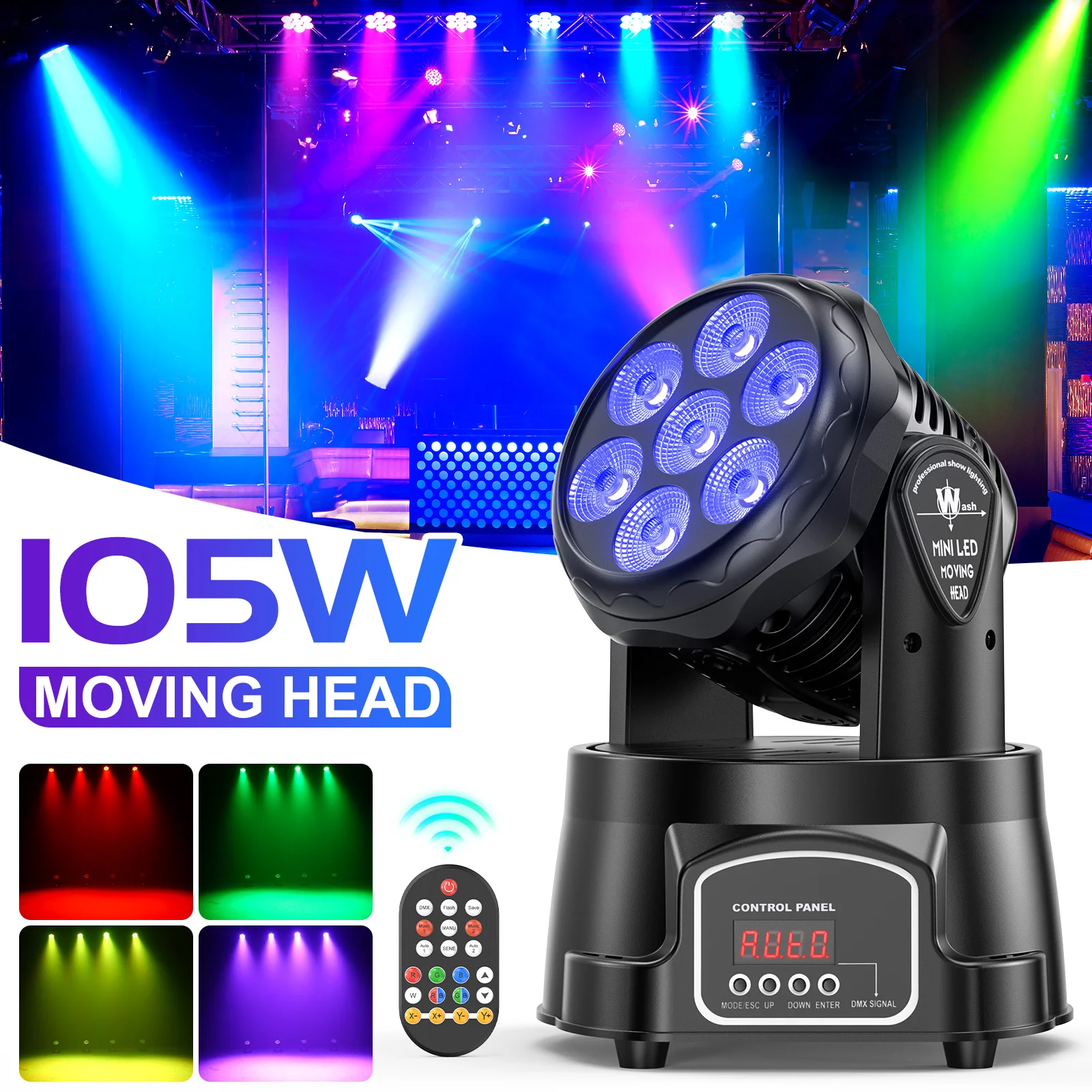 7x15W LED Moving Head Light 4 IN 1 RGBW Professional Stage Effect
