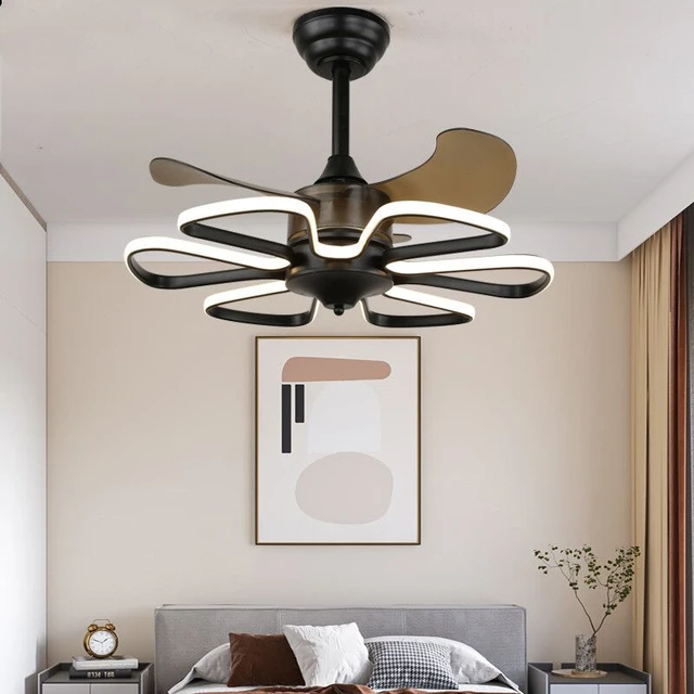 Ventilateur de plafond à lampe led (noir ou blanc)