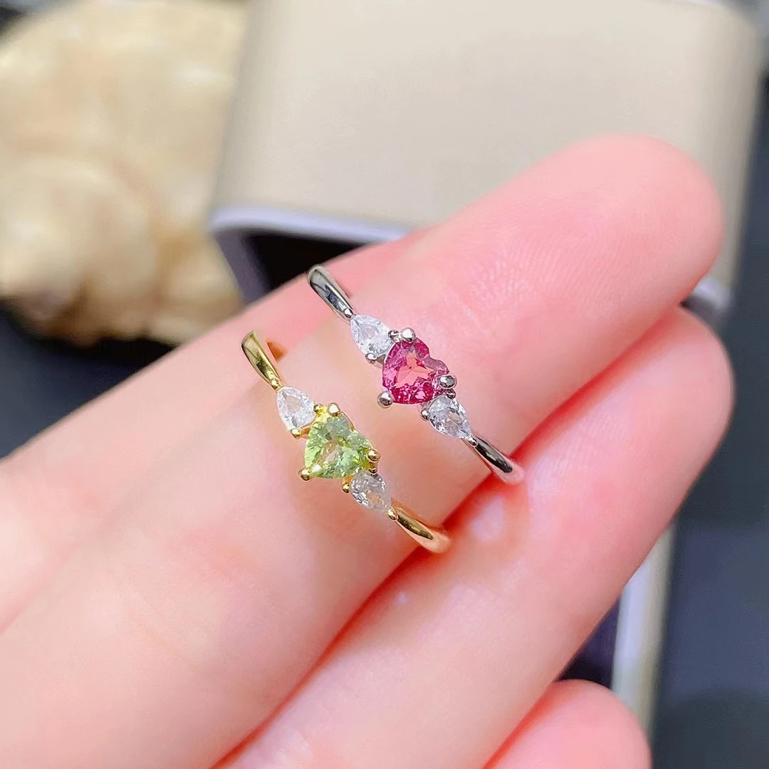 

Fine Jewelry 100% 925 Sterling Silver Natural Tourmaline Women's Ring Party Gift Girl Marry New Got Engaged Valentine's Day