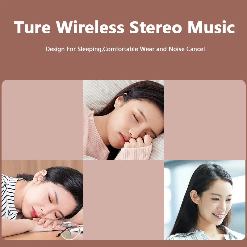 Asmr Dormir Fones de Ouvido sem Fio Ultra Leve Pequeno Mini Invisível Sono Bluetooth Fones de Ouvido In-ear Redução de Ruído Estéreo - Image 2
