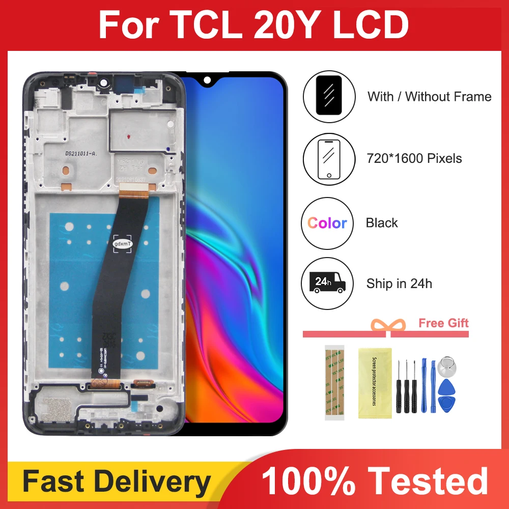 Оригинальный ЖК-дисплей 6,52 дюйма для TCL 20Y, детали для замены ЖК-дисплея TCL 20Y 6156D с рамкой