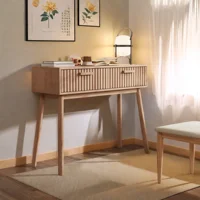 Anajqaqia Table console étroite 100x35x80cm avec 2 tiroirs, table d'appoint, table d'entrée en bois, table de canapé pour salon 4