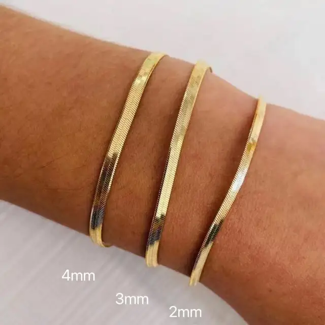 Minimalist 16+5cm Classic Snake Chain Bracelet Gold Color Width 2/3/4MM Stainless Steel Chain Bracelet For Women Jewelry Gift 1