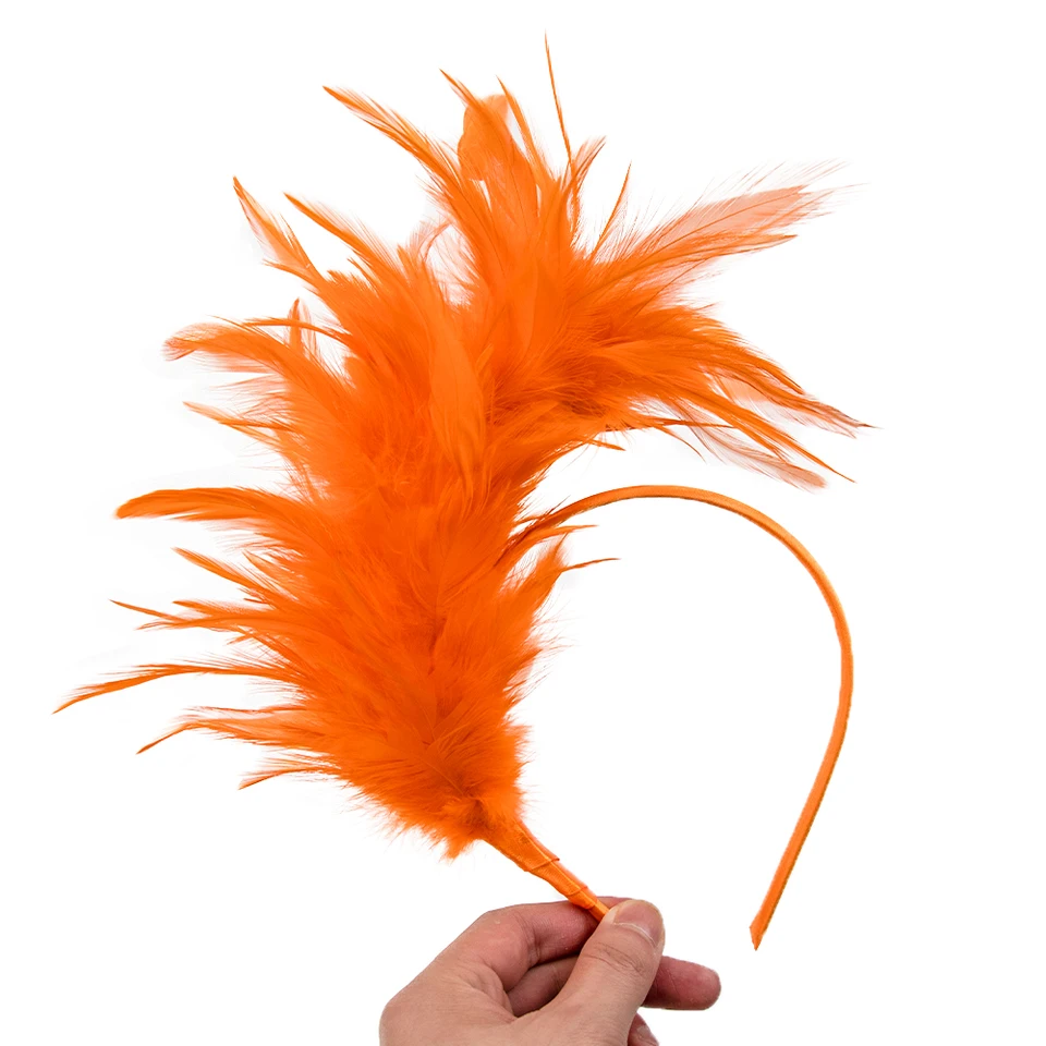 Set Copricapo Da Sposa Arancione: 1 Fascia Con Piume E 2 Elastici Per Capelli, Accessori Matrimonio