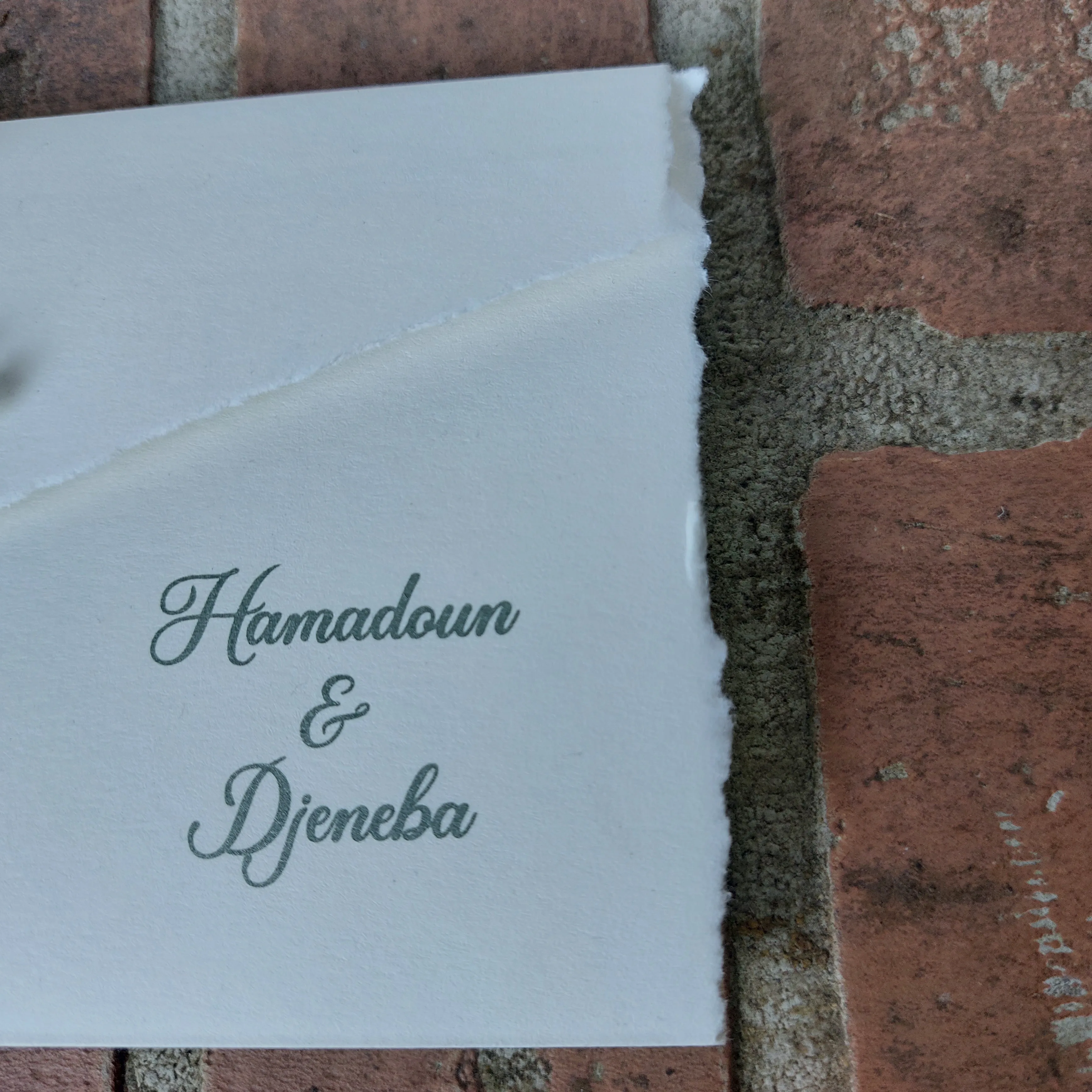 Minimalist Deckled Edge Wedding Invitation with Wax Seal