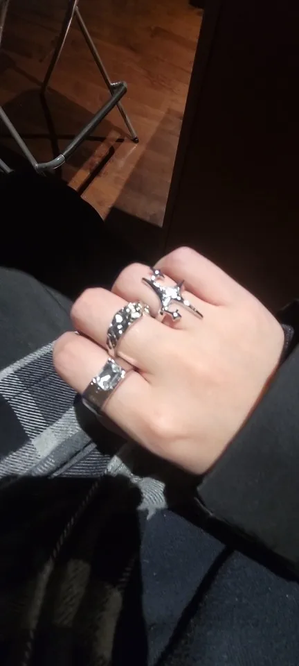 Vintage Irregular Cross Star Open Ring for Women Men Punk Gothic Sliver Color Adjustable Couple Rings Y2K Egirl Jewelry Gift photo review