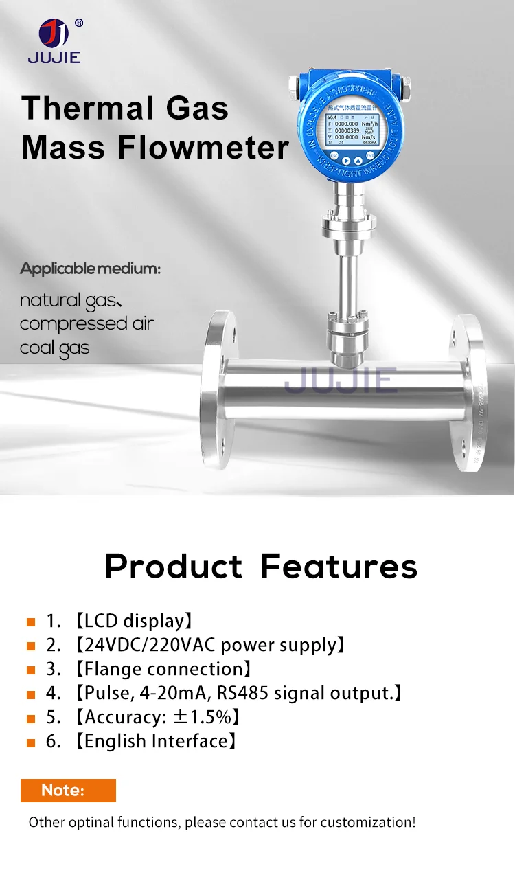 Description Picture 2 of itemThermal Mass Flowmeter Flow Meters for Natural Gas Hydrogen Oxygen Nitrogen Compressed Air RS485 4-20mA