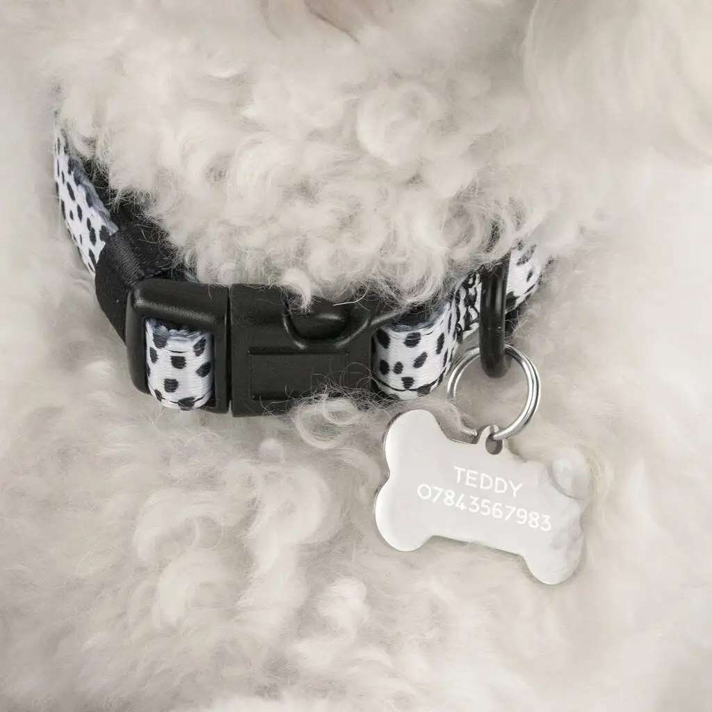 Stainless Steel Dog Id Tag Personalized Engraved Double Sided Pet Name Tag Circle Bone pet id tags dog collar tags