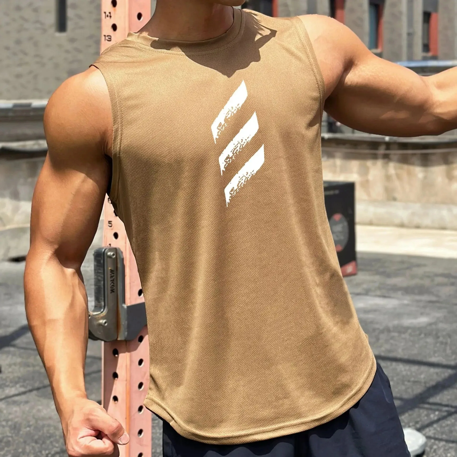 Summer Sports Undershirt Men's Sleeveless T-shirt Fast Dry Breathable Loose Undershirt Basketball Running Training Fitness