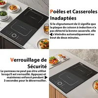 Cooksir Plaque Induction 2 Feux avec Prise, Plaque de Cuisson électrique Encastrable 30CM, 3500W, Deux Commandes Tactiles avec Curseur Ronds, Zone Flexible Combinée Grill, Fiche 240V 4