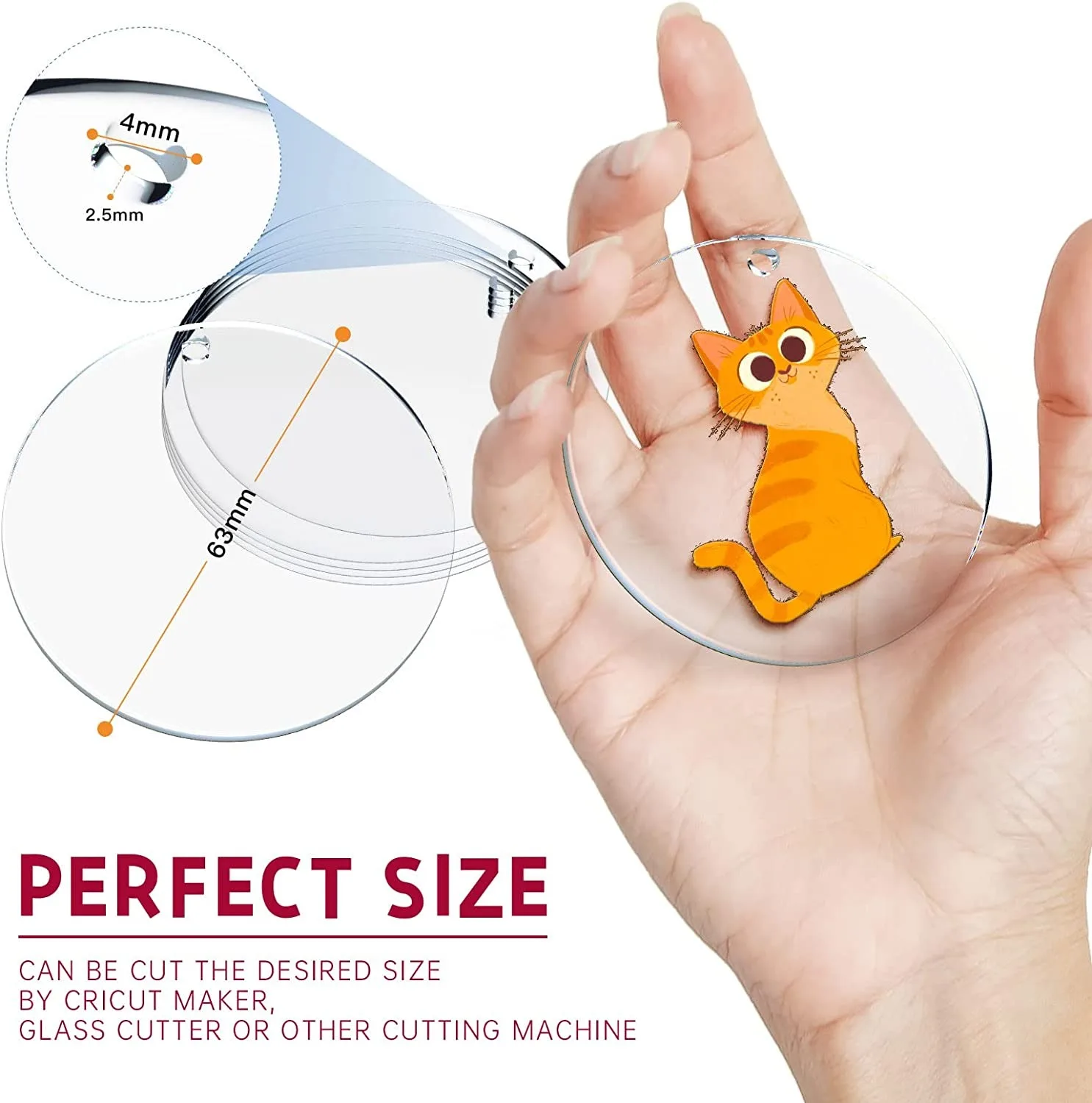 20 Pezzi Fogli Acrilici Rotondi - Diametro 10cm Trasparenti Per DIY E Artigianato - Foto 7