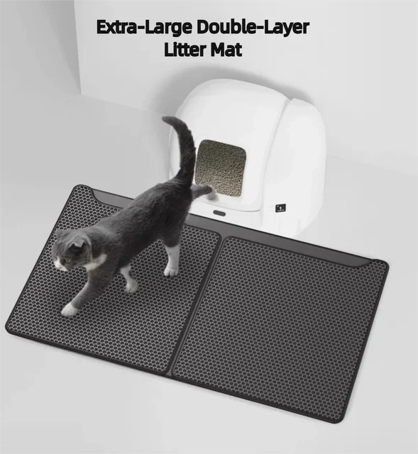 Double Layer Cat Litter Mat – Waterproof Anti-Tracking Litter Trapping Mat, Easy Clean, Non-Slip, for Indoor Cats 1