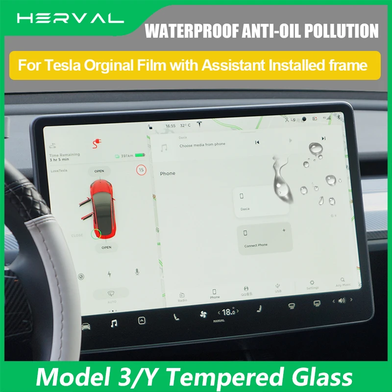 9h Matte Tempered Glass Screen Protector For Tesla Model 3 Y 2022 2023 Center Control Dashboard