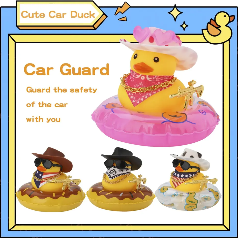 Paperina Decorativa In Gomma Per Auto Con Occhiali E Collana Placcata Oro - Accessorio Per Cruscotto Che Squittisce, Giocattolo Fai Da Te, Regalo Divertente