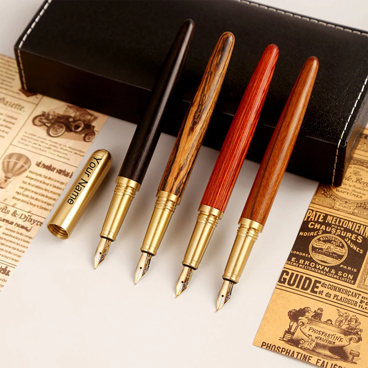 1PC Wooden Fountain Pens, Handcrafted Vintage Luxury Pen,  Business Pen, Smooth Writing for Journaling & Calligraphy,  for Signa - 3