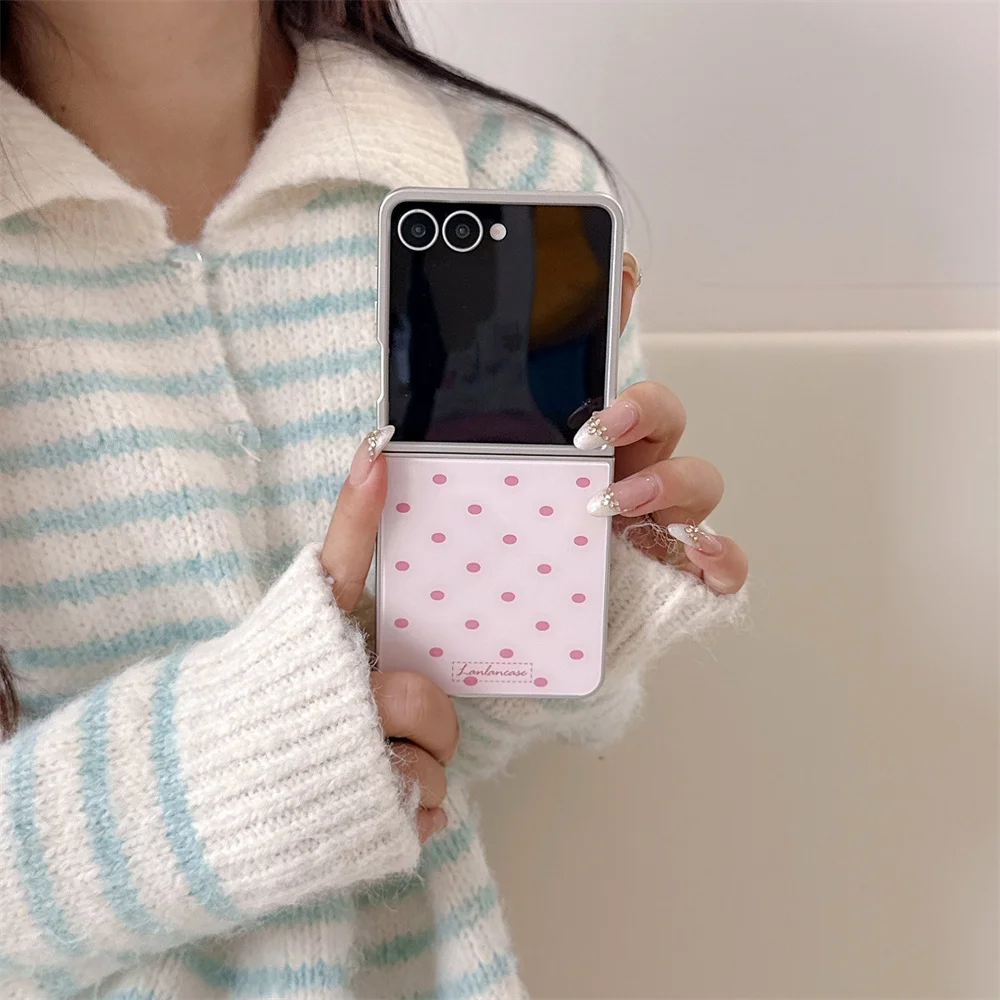 Elegant Black and White Polka Dot Tempered Glass Phone Case - Cute and Shockproof
