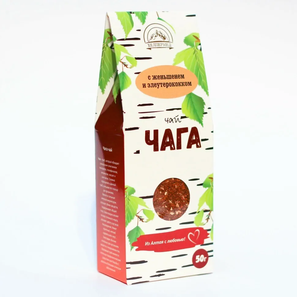 БЕРЁЗОВАЯ ЧАГА c женьшенем и элеутерококком(ХМ) 50г