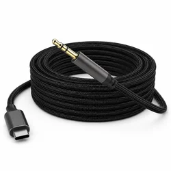 USB C to 3.5mm AUX Audio Cable, Premium Braided HiFi Sound Adapter - 0.5m (Black)