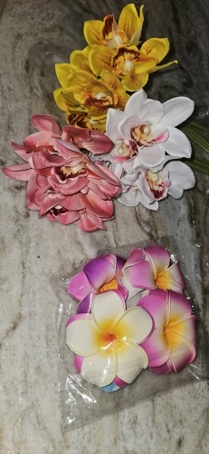 Hot Design 6 Heads Lifelike Artificial Arrangement Cymbidium Orchid Flower Bouquet for Bride Holding Flower Home Decoration photo review