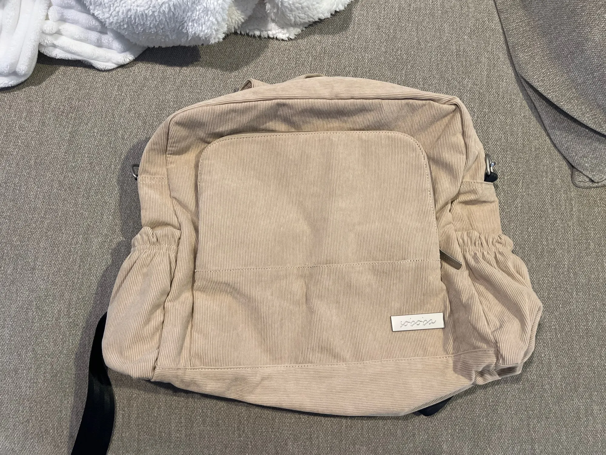 Soboba Diaper Backpack - Large Capacity for Moms, Corduroy Fabric Design photo review