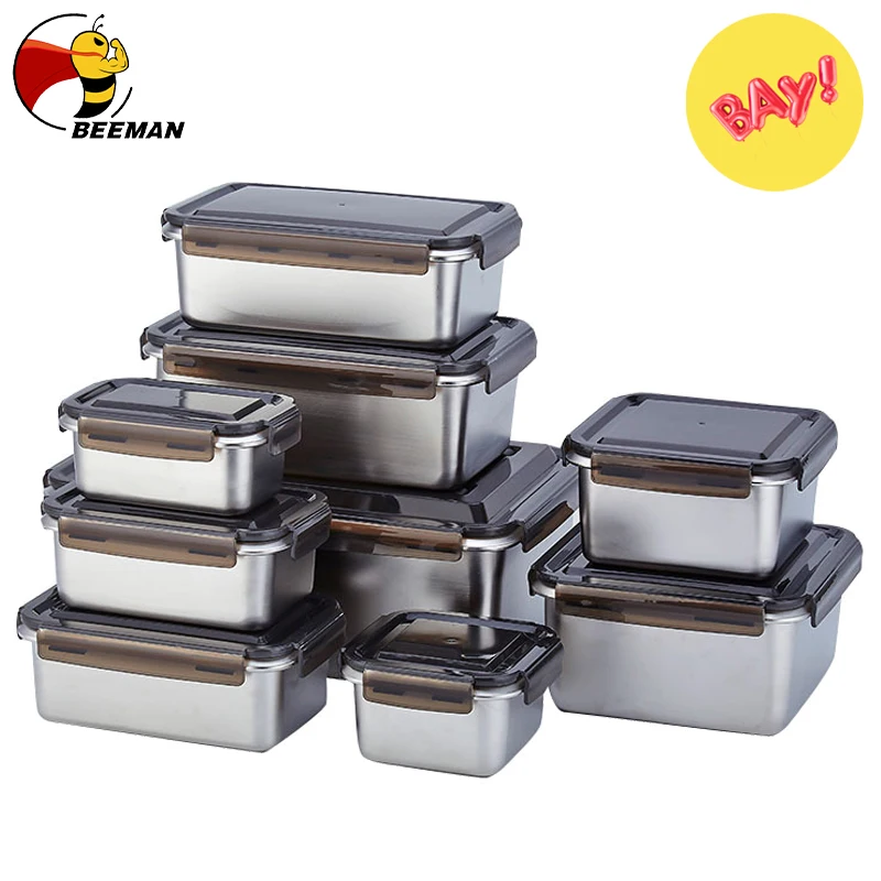 BEEMAN Stainless Steel Lunch Box Sealed Lid Food Storage Containers Freezer Dishwasher Oven Safe Bento Box Picnic bento lunch box,food lunch box,lunch box,food containers