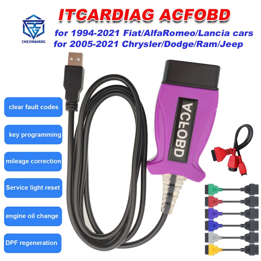 

ITCARDIAG ACFOBD OBD2 Diagnostic Tool For Fiat/Alfa Romeo/Lancia/Chrysler/Dodge/Ram/Jeep OBD 2 Code Scanner Support ABS AIRBAG