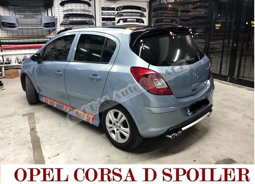 

Спойлер для Opel Corsa D 2006-2013, автомобильный аксессуар, универсальные спойлеры, автомобильная антенна, Стайлинг автомобиля, рассеиватели, разветвитель, Черная отделка