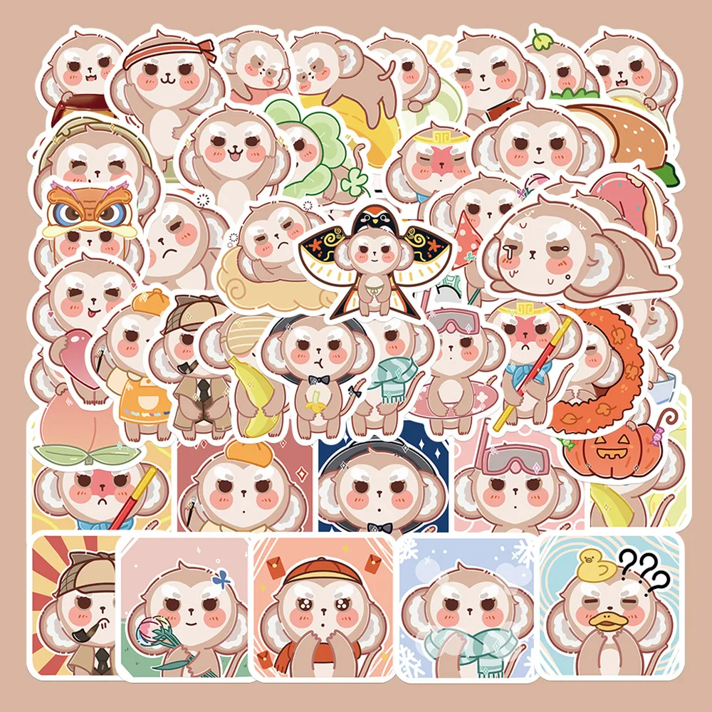 

10/30/50PCS Cute Monkey Sticker Cartoon Animals Graffiti Decals DIY Laptop Phone Helmet Luggage Fridge Sticker for Kids Toy Gift