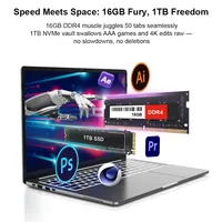 Ordinateur portable portable Ninkear A15 Pro 16 pouces, écran IPS 2,5K 120Hz, AMD Ryzen 5 5500U, pour jeux et bureau, 16 Go DDR4, 1 To SSD, carte graphique AMD Radeon, Windows 11, WiFi6, Bluetooth 5.2, déverrouillage par empreinte digitale, toutes fonctions, USB3.0 Type-C, HDMI, Micro SD, prise audio 3,5 mm 7