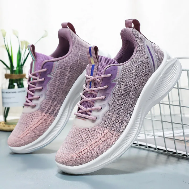Lightweight Women Casual Shoes Ladies Sport Sneakers Anti-Slip Flat Shoes Soft Sole Breathable Mesh Running Shoes Size 36-41