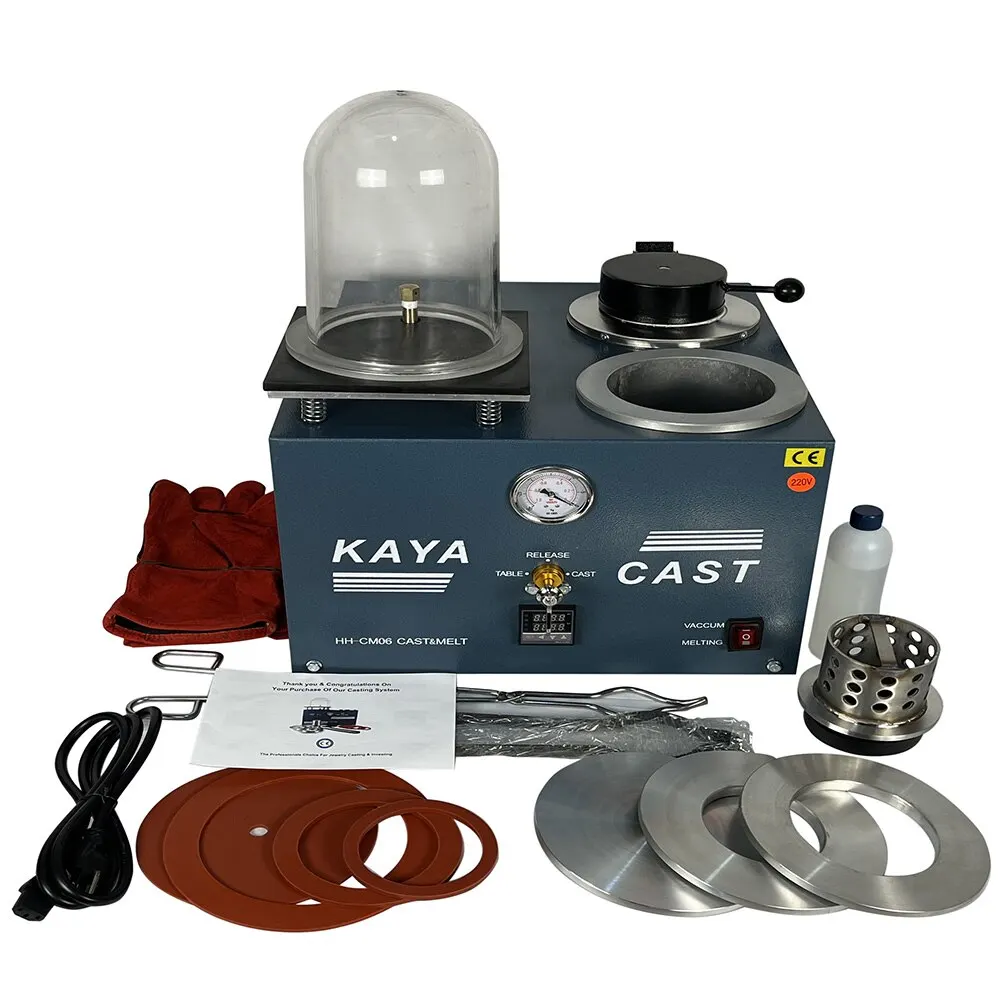 Vacuum Investing Casting Machine 1/2 HP, 3 CFM Lost Wax Cast Combination 2L Gold Melting Furnace