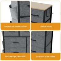 Комод Comanlai, шкаф для хранения с 9 ящиками, с боковыми карманами для хранения, для гостиной, детской комнаты, прихожей — изображение 5