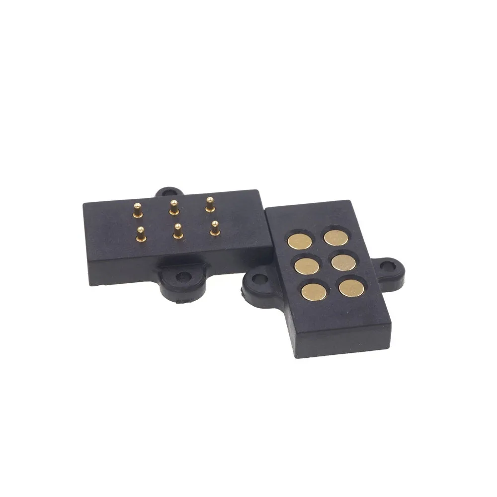 1 Set Connettore Magnetico Pogo Pin Maschio Femmina 2X3 Posizione 6 Poli Griglia Passo 4.0Mm Blocco Porta Montaggio A Pannello