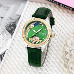Women's Luxury Luminous Leather Watch - Automatic, Mechanical, & Waterproof Design (Green)
