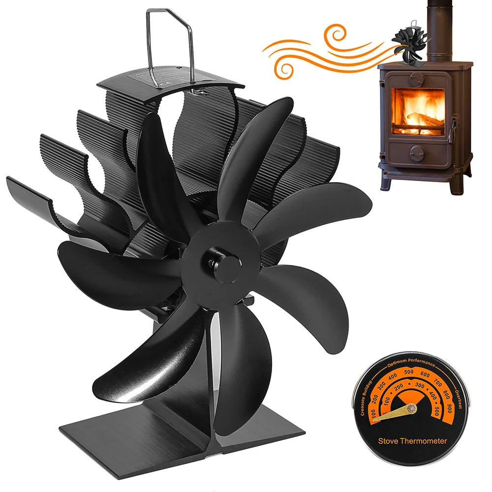 Ventilateur noir à 4 lames pour cheminée et poêle à bois, ecofan,  silencieux, distribution de chaleur efficace, pour foyer - AliExpress