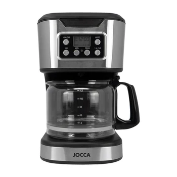 Jocca 1500ml capacità (12 tazze) caffettiera digitale a goccia, timer, funzione pausa e serve, mantiene caldo, piastra riscaldante, filtro lavabile, design in acciaio inossidabile, 900W 1