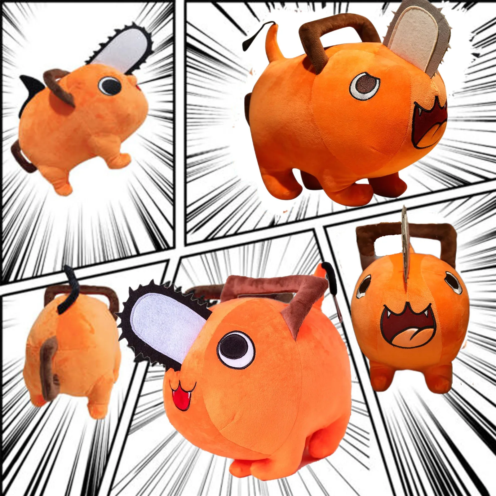 Pochita Plush Chainsaw Chain Saw Man Cosplay Standing Orange Dog