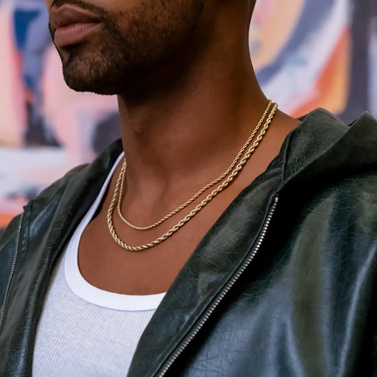 2mm-8mm Stainless Steel Twisted Rope Chain Necklac for Men