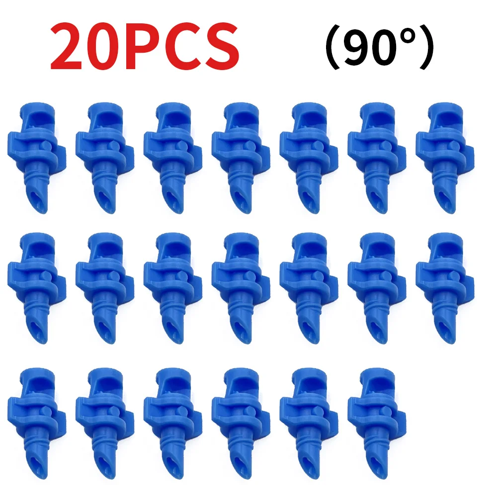 WUJIE 20PCS 90/180/360 Degree Refraction Nozzle Sprinkler Head Thread Connection Garden Irrigation Mist Sprayer for Greenhouse