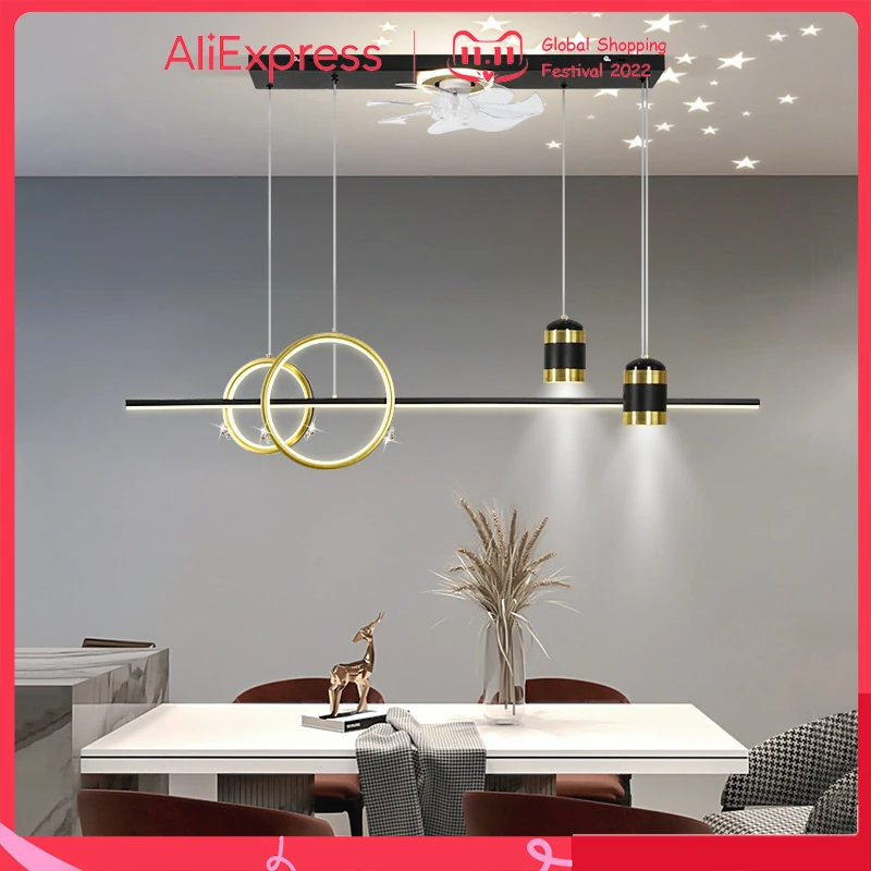 Modern Luxury Ceiling Fan Led Lights Dimming With Remote For Dining