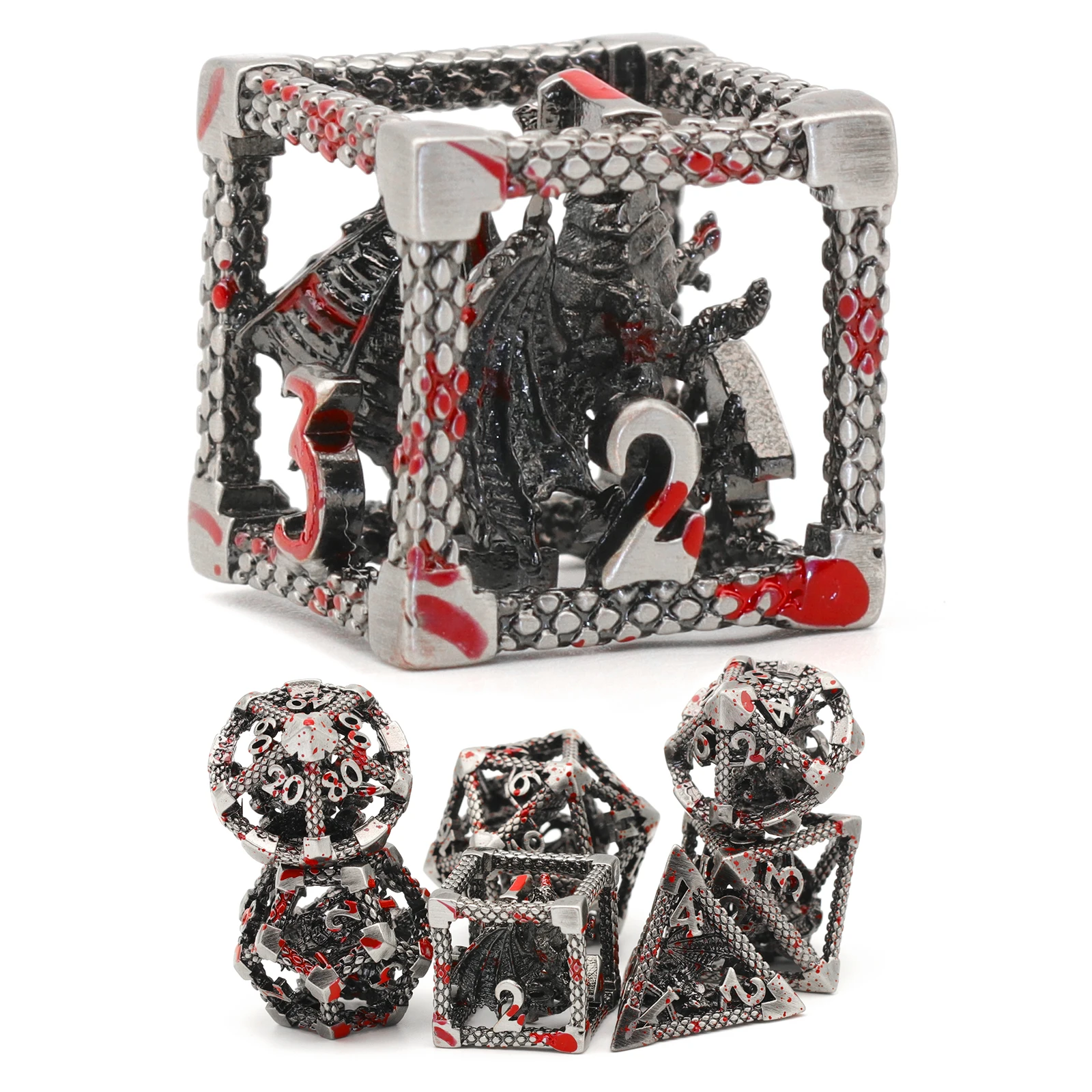 Dadi In Metallo Drago, 7 Pz/Set Dadi Poliedrici Per Giochi Di Ruolo Dungeons And Dragons Dadi, Dadi Rpg-Bloodstain