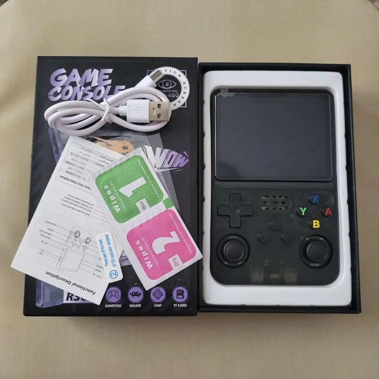 Consola de juegos portátil Retro R36S, sistema Linux, pantalla IPS de 3,5 pulgadas, reproductor de vídeo portátil de bolsillo, 64GB, 128G, regalo para niños, nuevo photo review