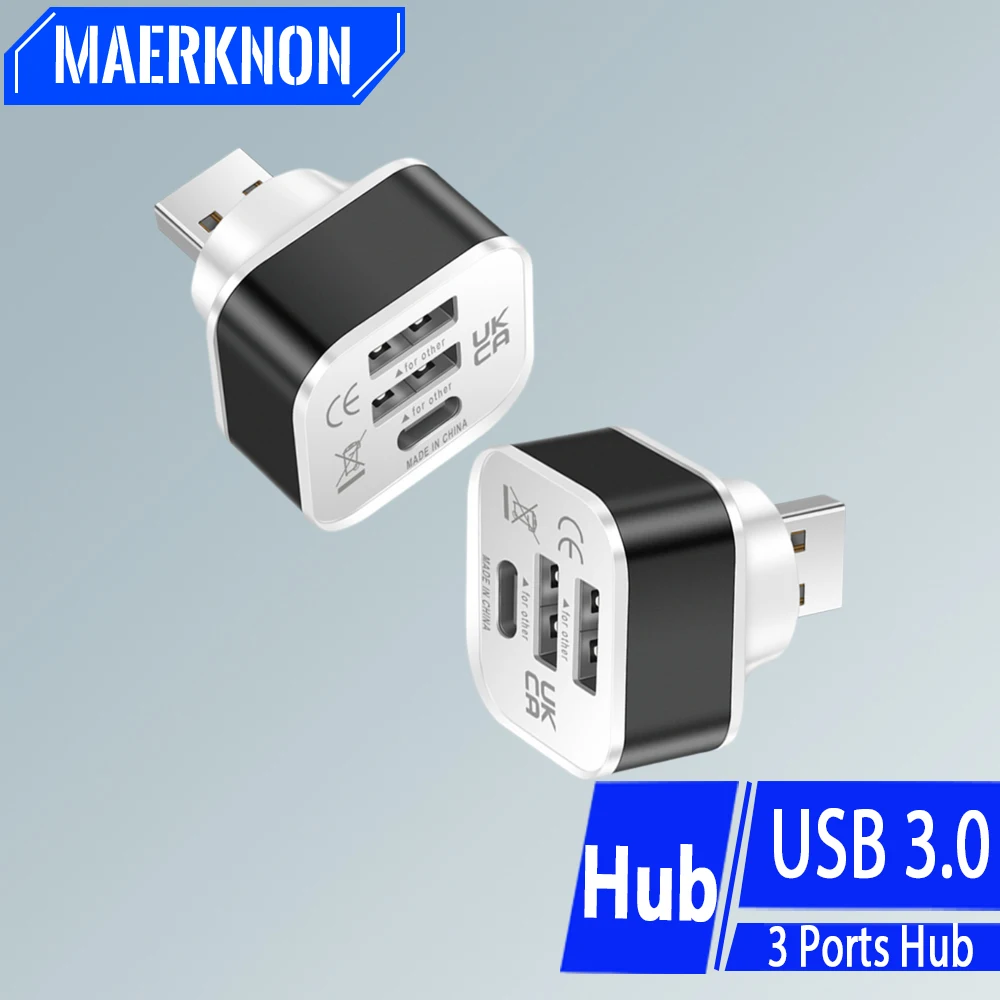 Mini USB Hub Adapter Multi USB Splitter Extender Computer Accessories Hub 1 Male To 3 Port Multiple Expander For Laptop Macbook