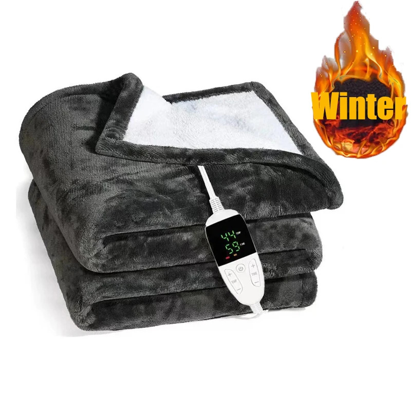 Electric Blanket Thickened Double Sided Heating Cover Blanket Available Temperature Adjustable With Timer Control For Winter