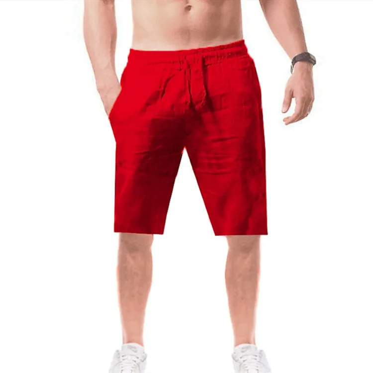 Spring Summer Casual pockets Trousers Shorts Buttons short men Bodybuilding Men's shorts Cotton Linen running shorts Bermudas