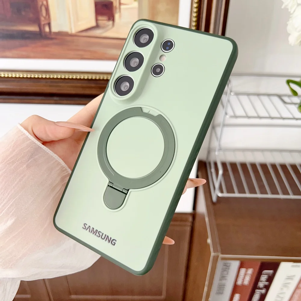 360° Rotation Magnetic Metal Bracket Holder Silicone Phone Case with Magsafe Compatibility